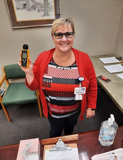 Project Search: Youth Transition Program Director for Gulf Breeze Baptist Hospital borrowed our new Decibel Meter for those with hearing disabilities– Vicki Caile