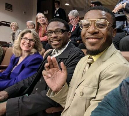 Youth in transition. Sitting with his mentor and advocate along with Carolyn Grawi at a Senate meeting in Tallahassee. 